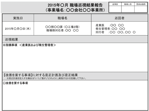 職場巡視報告書（サンプル）