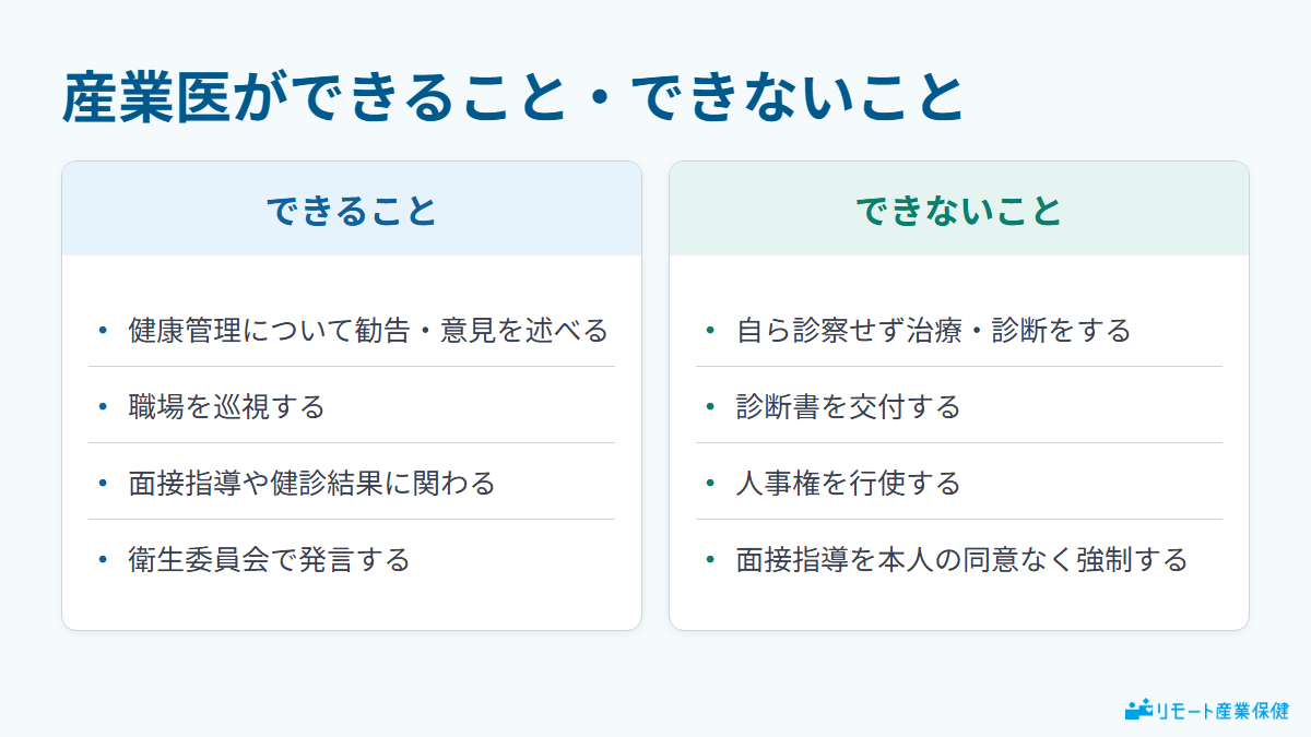 産業医ができること・できないこと